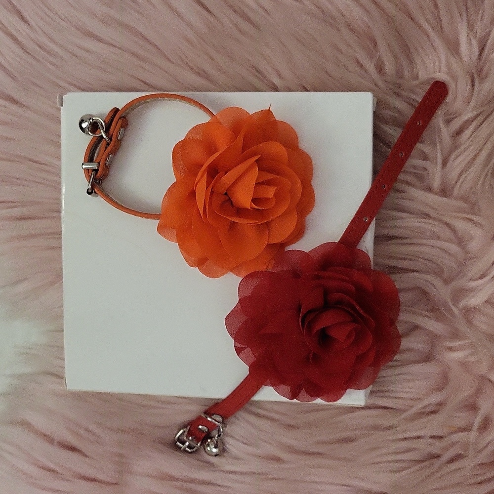 Brand New FLORAL ATTACHMENT FASHION PET COLLAR-2 CT.